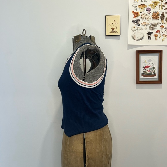 White colored navy blur sweater vest - Picture 3 of 4